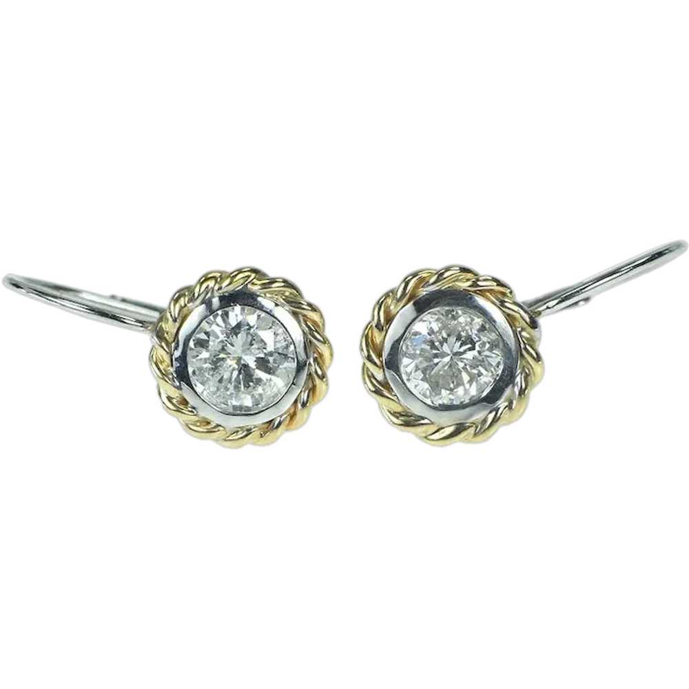 14K 1.33 Ctw Diamond Rope Trim Dangle Earrings Wh… - image 1