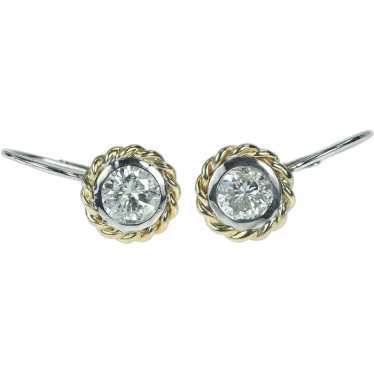14K 1.33 Ctw Diamond Rope Trim Dangle Earrings Wh… - image 1