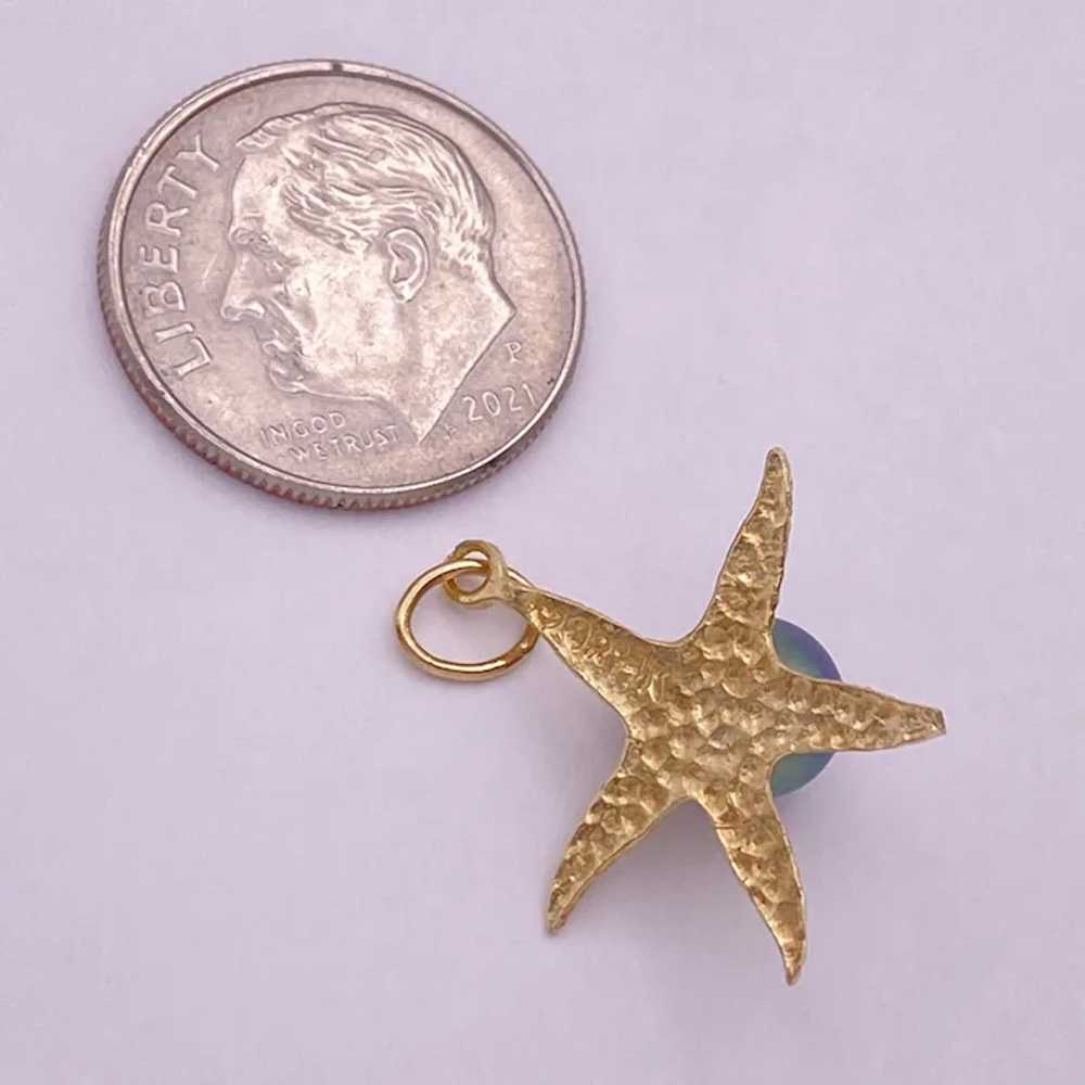 Sea Star Starfish Charm 14K Gold and Peacock Blac… - image 2