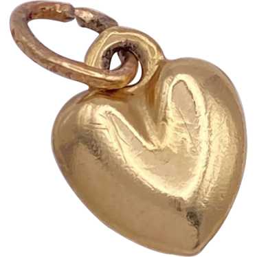 Small Vintage Puffy Heart Charm 14K Gold - image 1