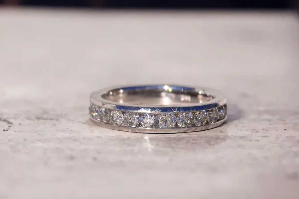 Channel Set Natural Diamond Band in White Gold - image 10