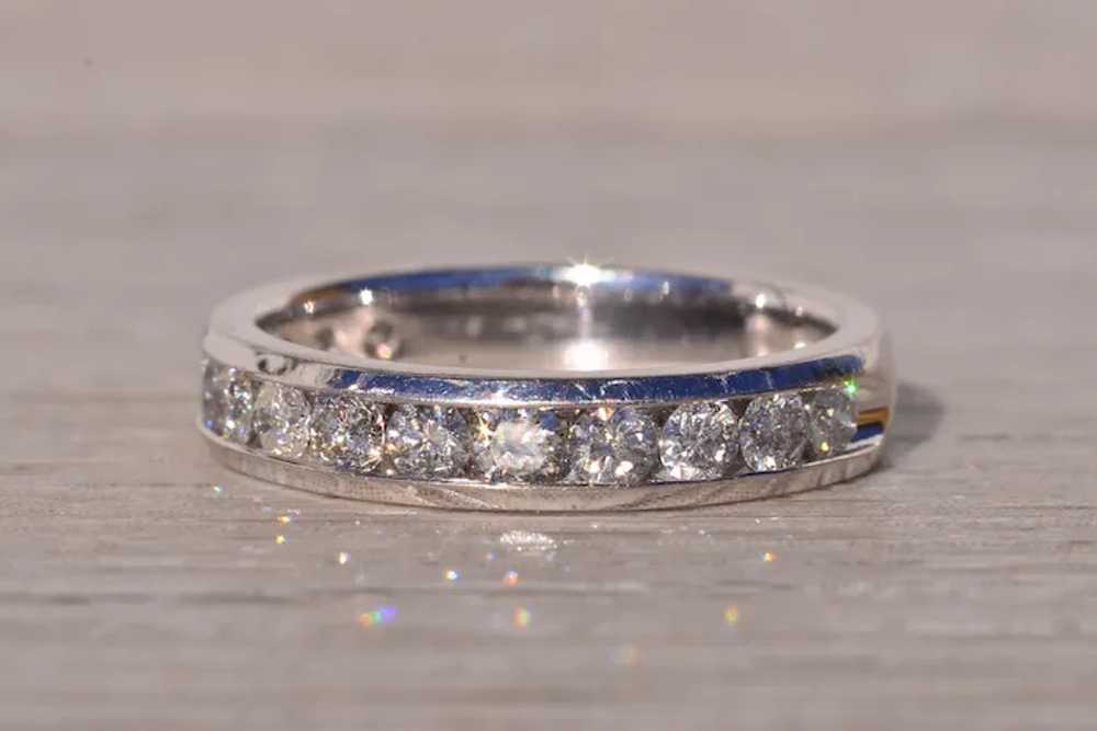Channel Set Natural Diamond Band in White Gold - image 2