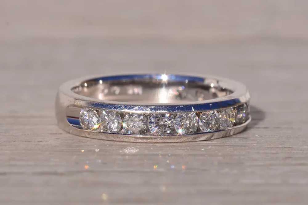 Channel Set Natural Diamond Band in White Gold - image 5
