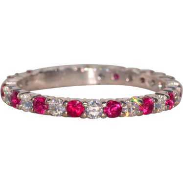 Natural Ruby and Diamond Band in White Gold