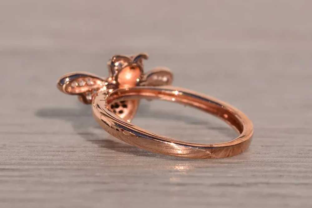 White and Black Diamond Insect Ring in Rose Gold - image 3