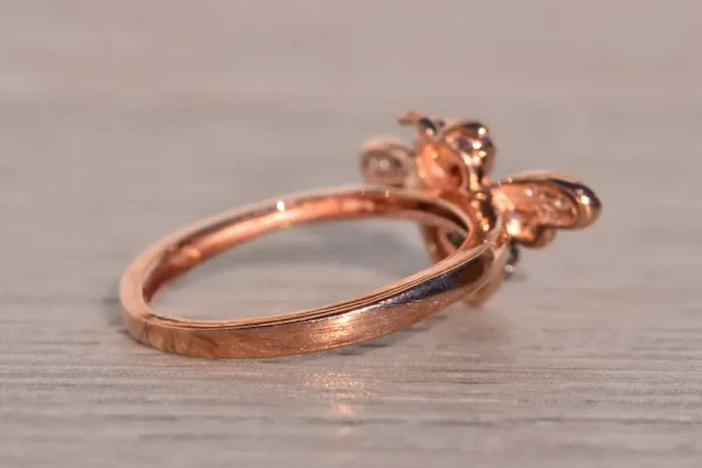 White and Black Diamond Insect Ring in Rose Gold - image 4