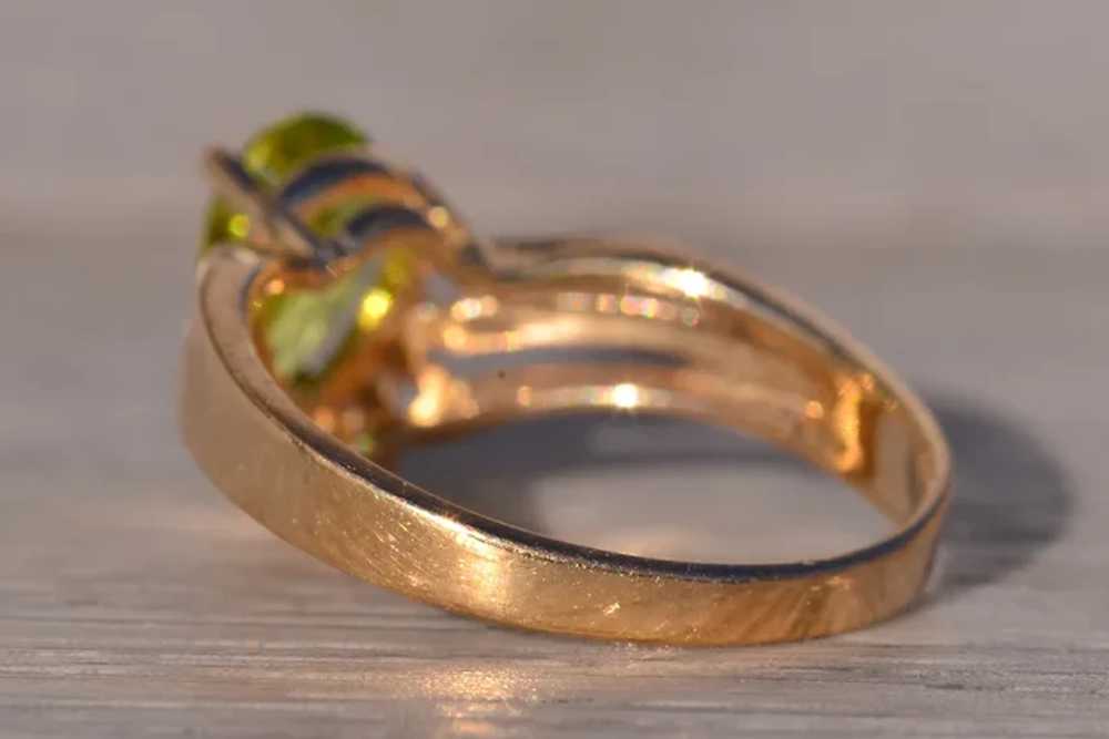 Peridot and Natural Diamond Ring in Yellow Gold - image 2