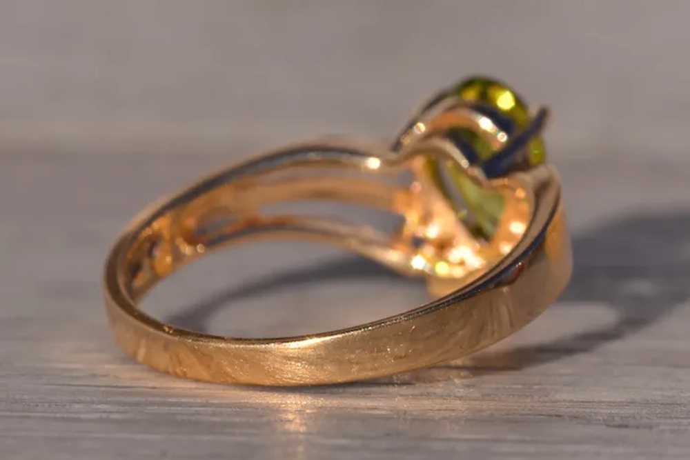 Peridot and Natural Diamond Ring in Yellow Gold - image 3