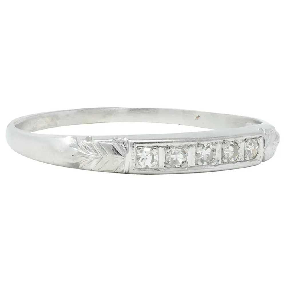 Art Deco Diamond 14 Karat White Gold Five Stone V… - image 2