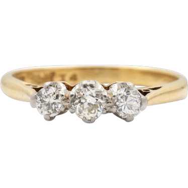 Antique Edwardian 18K Yellow Gold & Platinum Thre… - image 1