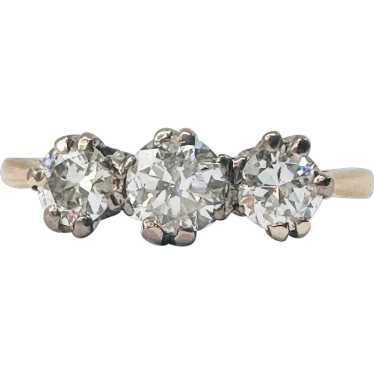 Art Deco 18ct Gold Diamond trilogy engagement ring - image 1