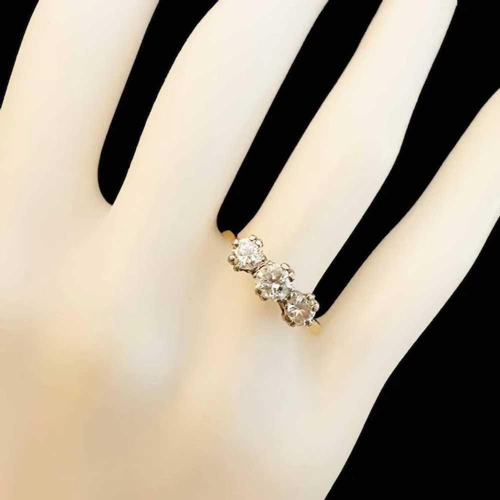 Art Deco 18ct Gold Diamond trilogy engagement ring - image 4
