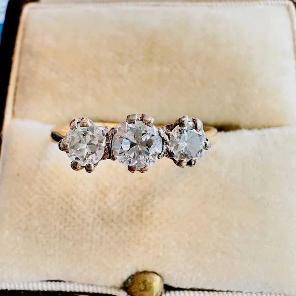 Art Deco 18ct Gold Diamond trilogy engagement ring - image 6