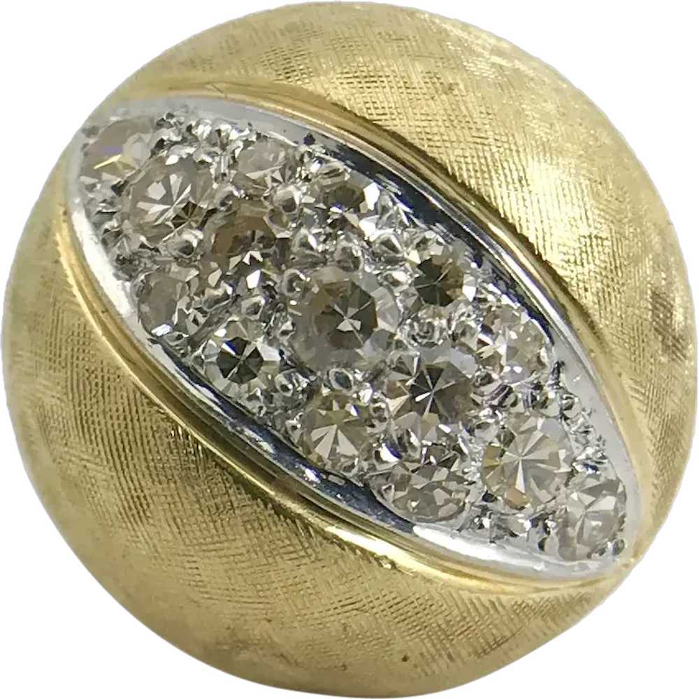Vintage 1960's Diamond Dome Cocktail Ring 18K Yel… - image 1