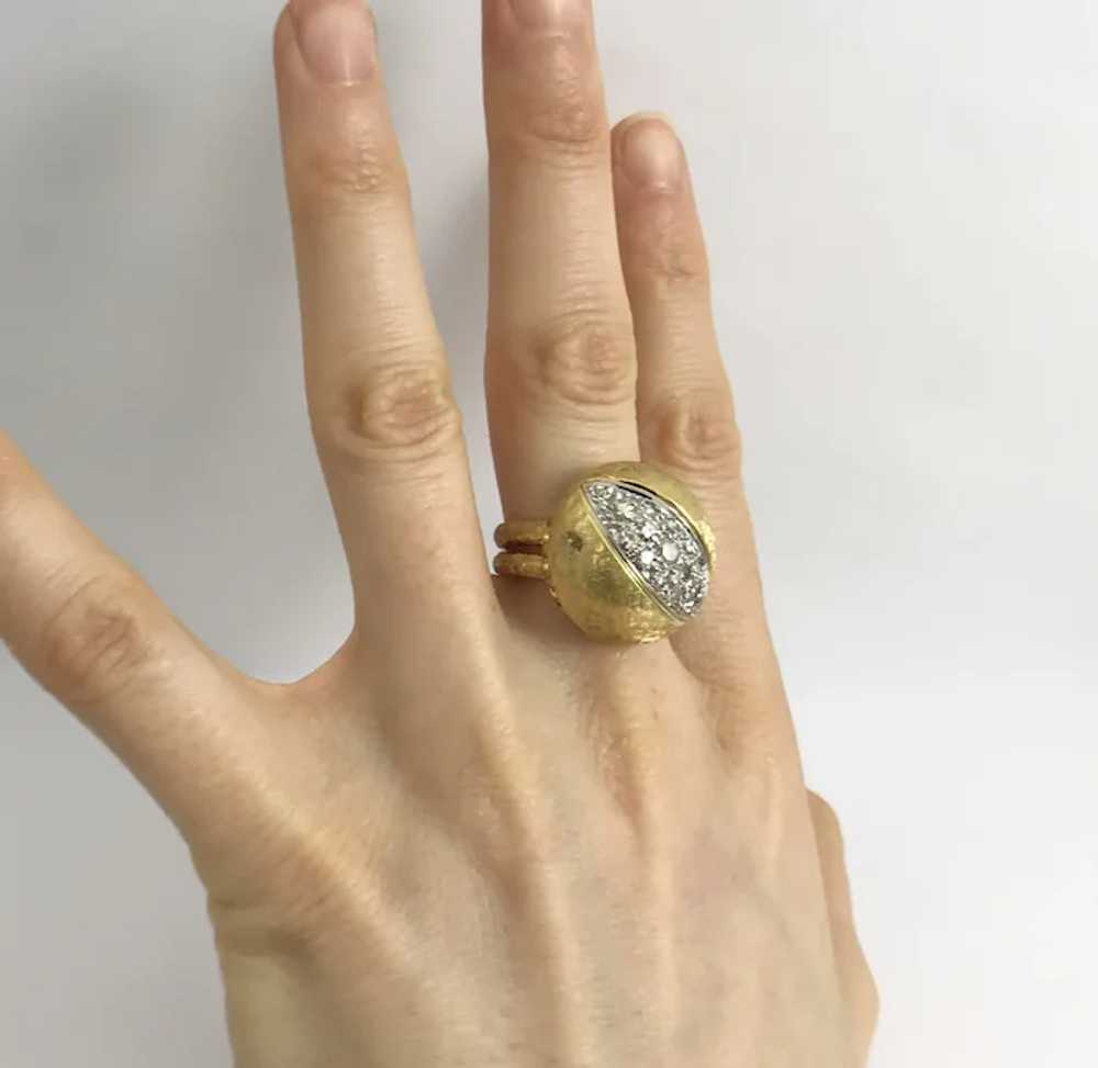 Vintage 1960's Diamond Dome Cocktail Ring 18K Yel… - image 4