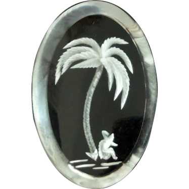 Vintage Reverse Carved Lucite Acrylic Brooch Pin