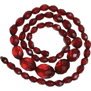 Faceted Bakelite prystal bead necklace cherry ambe