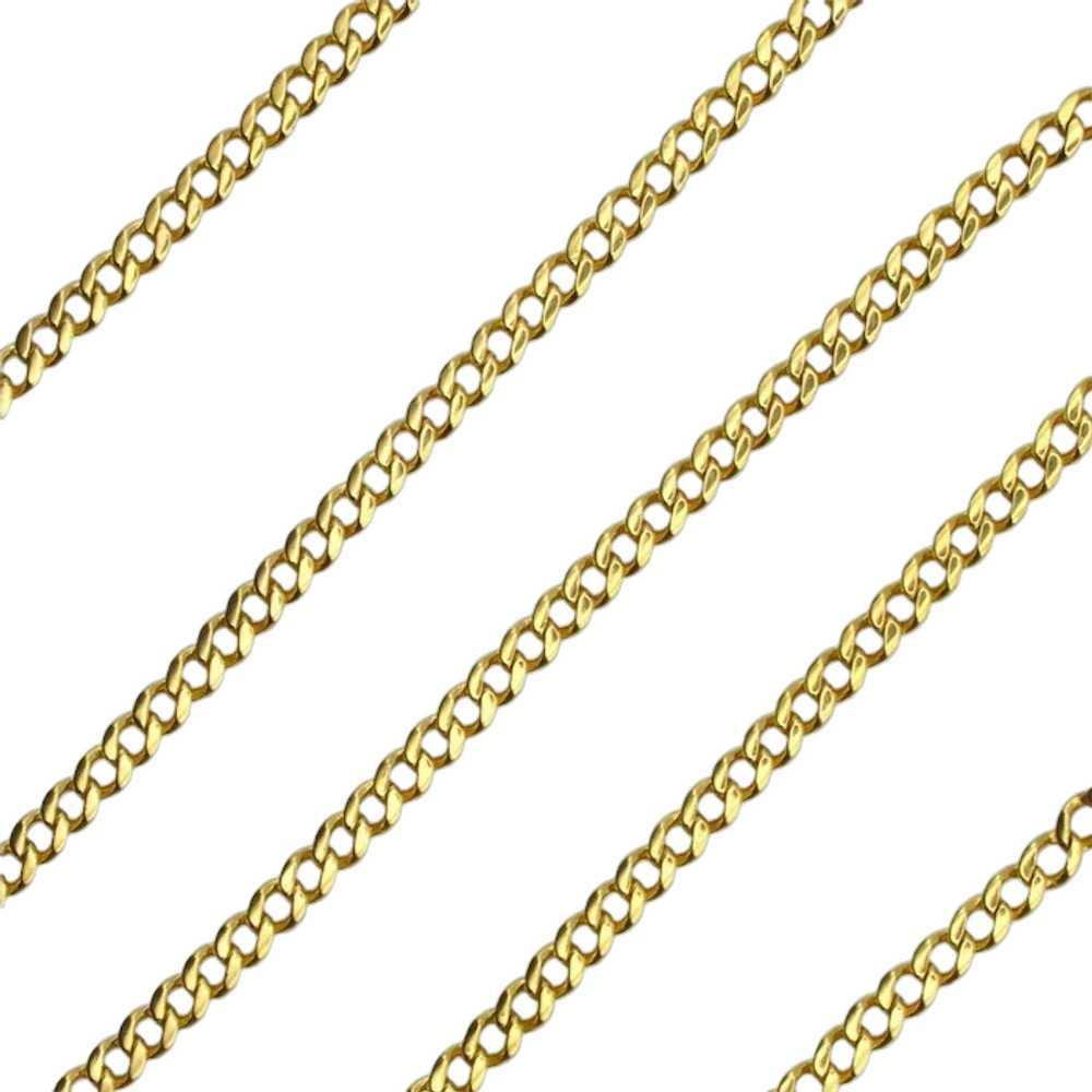 Solid Flat Curb / Cuban Chain Link Necklace 18K Y… - image 1