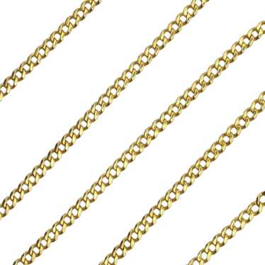 Solid Flat Curb / Cuban Chain Link Necklace 18K Y… - image 1