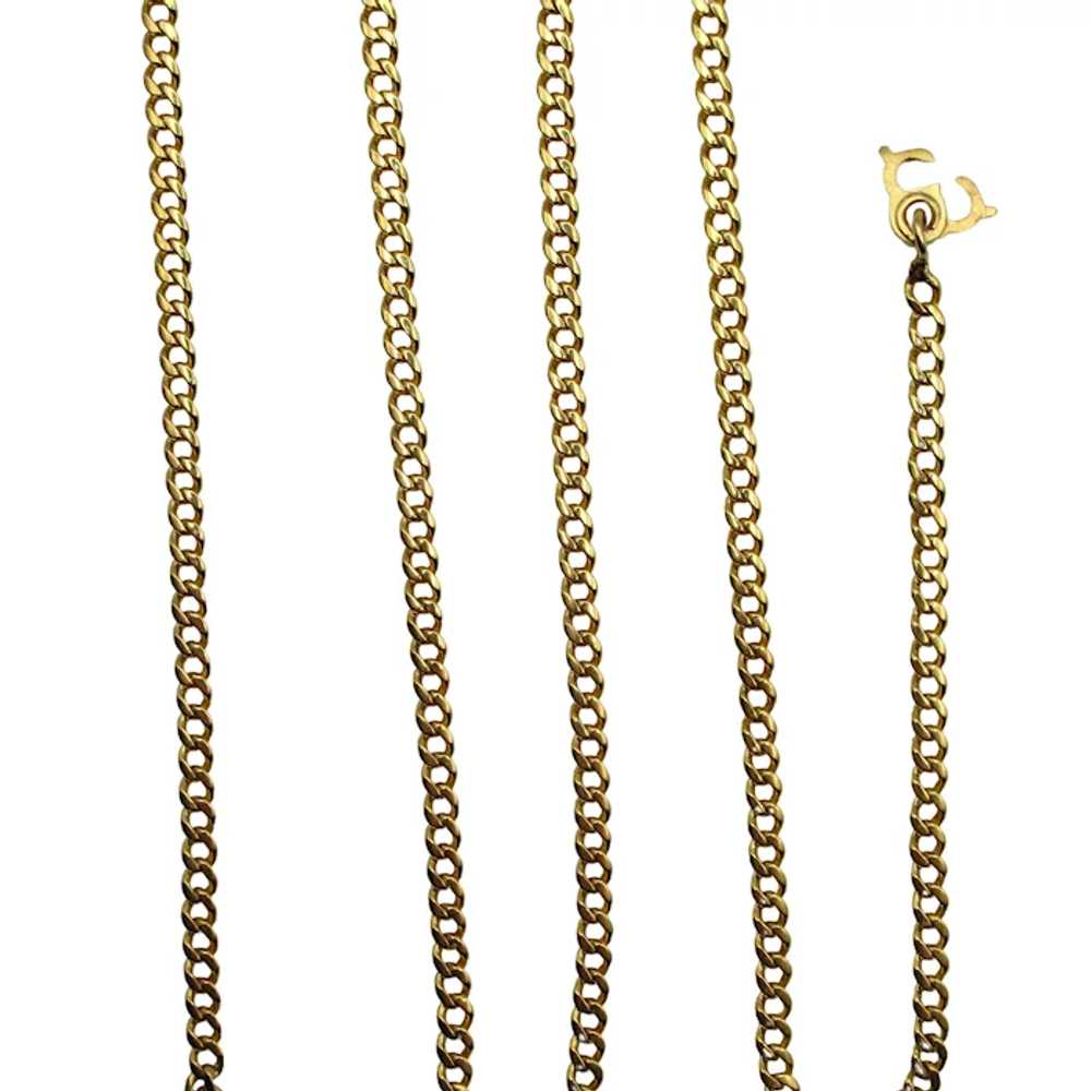 Solid Flat Curb / Cuban Chain Link Necklace 18K Y… - image 2