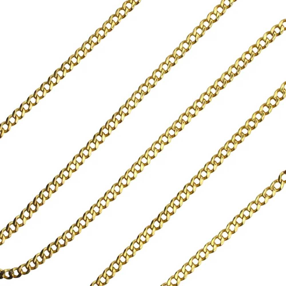 Solid Flat Curb / Cuban Chain Link Necklace 18K Y… - image 5