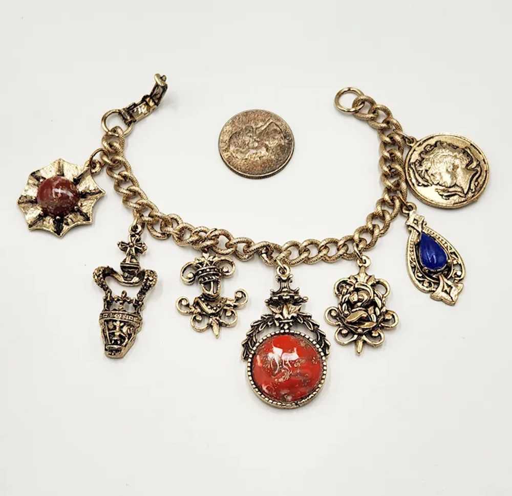 Vintage 1960s Charm Bracelet Interesting Seven Ch… - image 10