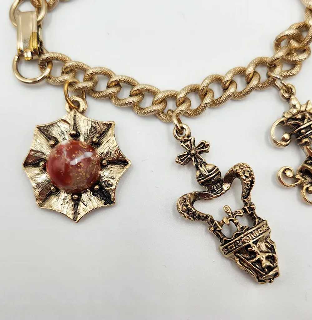 Vintage 1960s Charm Bracelet Interesting Seven Ch… - image 3