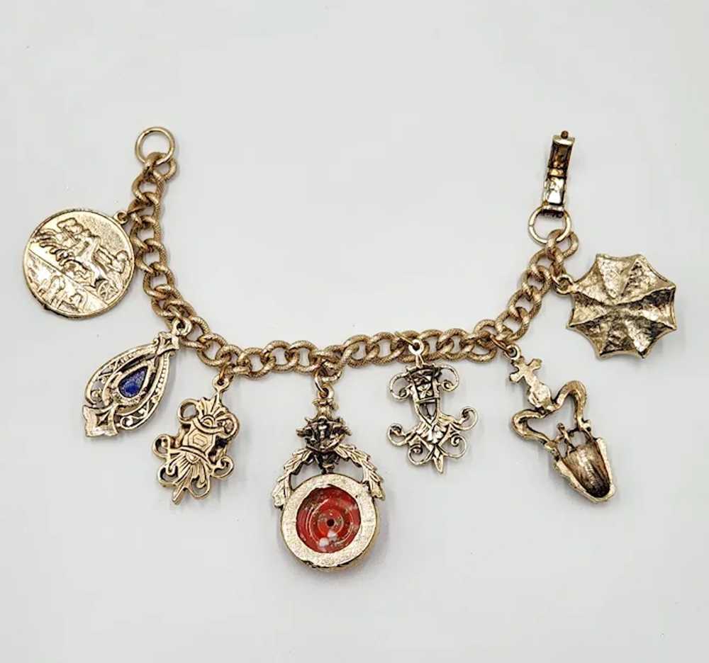 Vintage 1960s Charm Bracelet Interesting Seven Ch… - image 6