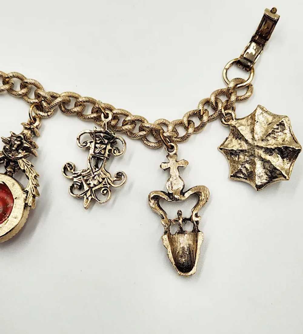 Vintage 1960s Charm Bracelet Interesting Seven Ch… - image 7