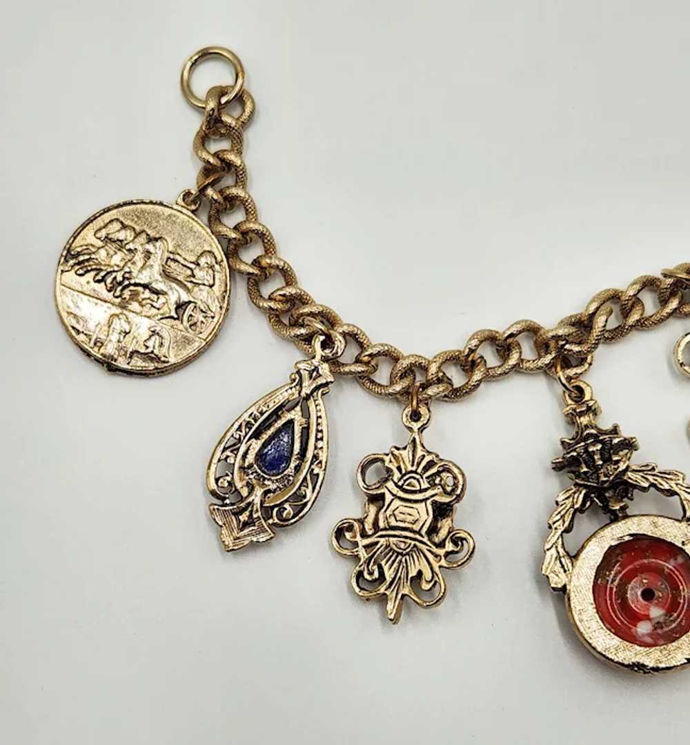 Vintage 1960s Charm Bracelet Interesting Seven Ch… - image 9