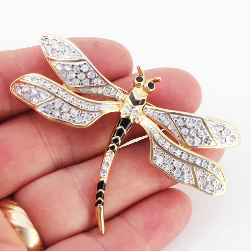 Carolee Dragonfly Rhinestone Pavé Brooch Pin with… - image 3