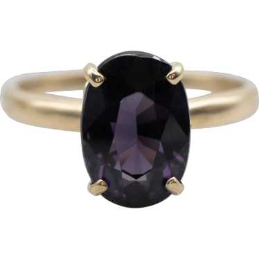 Vintage Dark-Purple Spinel Solitaire Ring - image 1