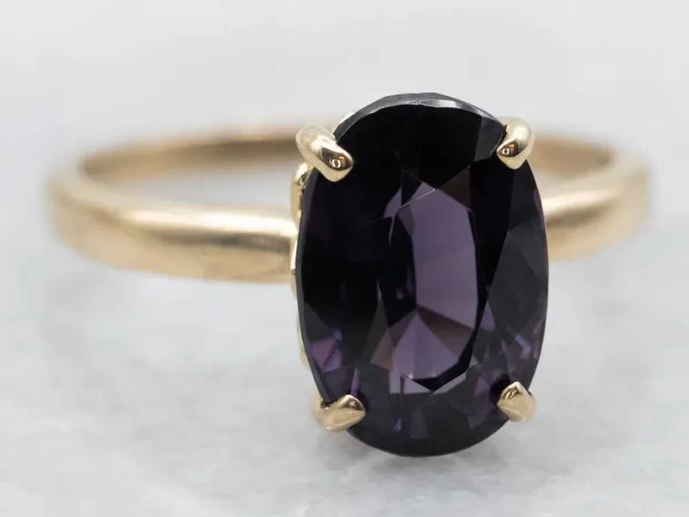Vintage Dark-Purple Spinel Solitaire Ring - image 2