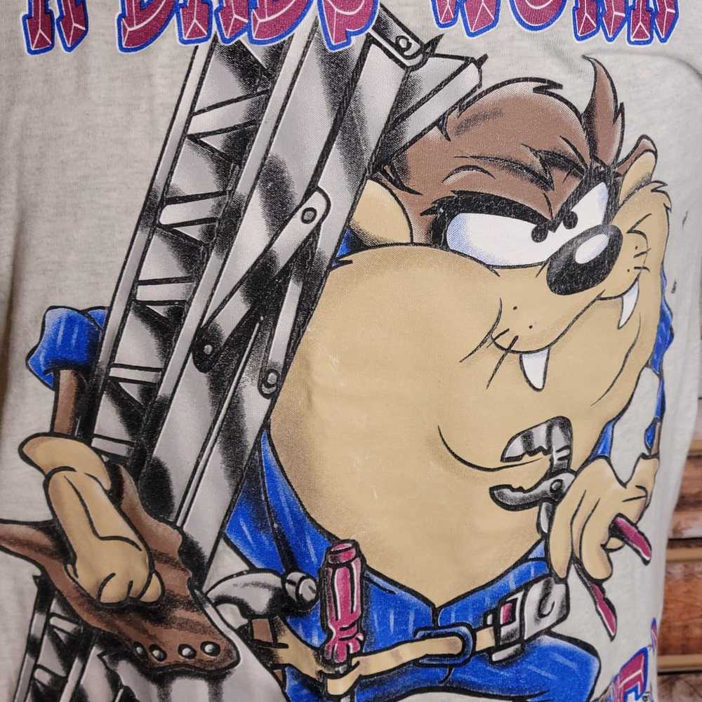 Vintage 1997 Looney Tunes Taz a Dads Work Shirt L… - image 2