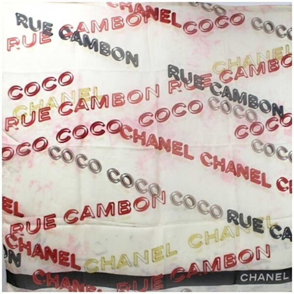 Chanel CHANEL Silk Scarf Muffler Cream x Multicol… - image 1