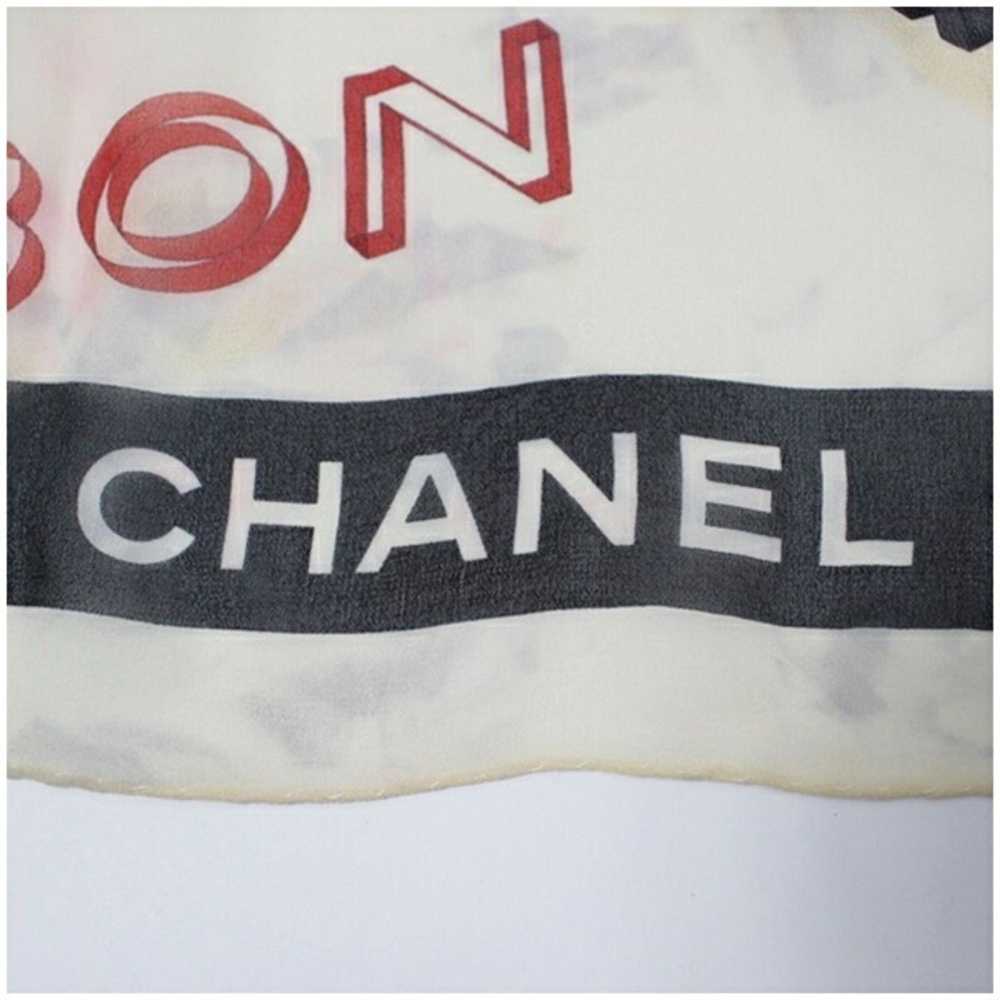 Chanel CHANEL Silk Scarf Muffler Cream x Multicol… - image 4