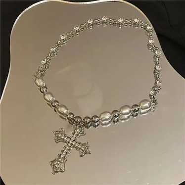 Chain × Jewelry × Streetwear Silver Jewel Cross G… - image 1