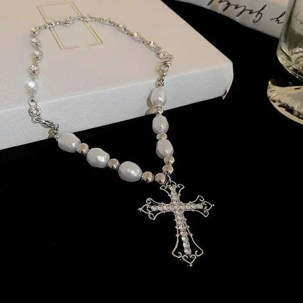 Chain × Jewelry × Streetwear Silver Jewel Cross G… - image 3