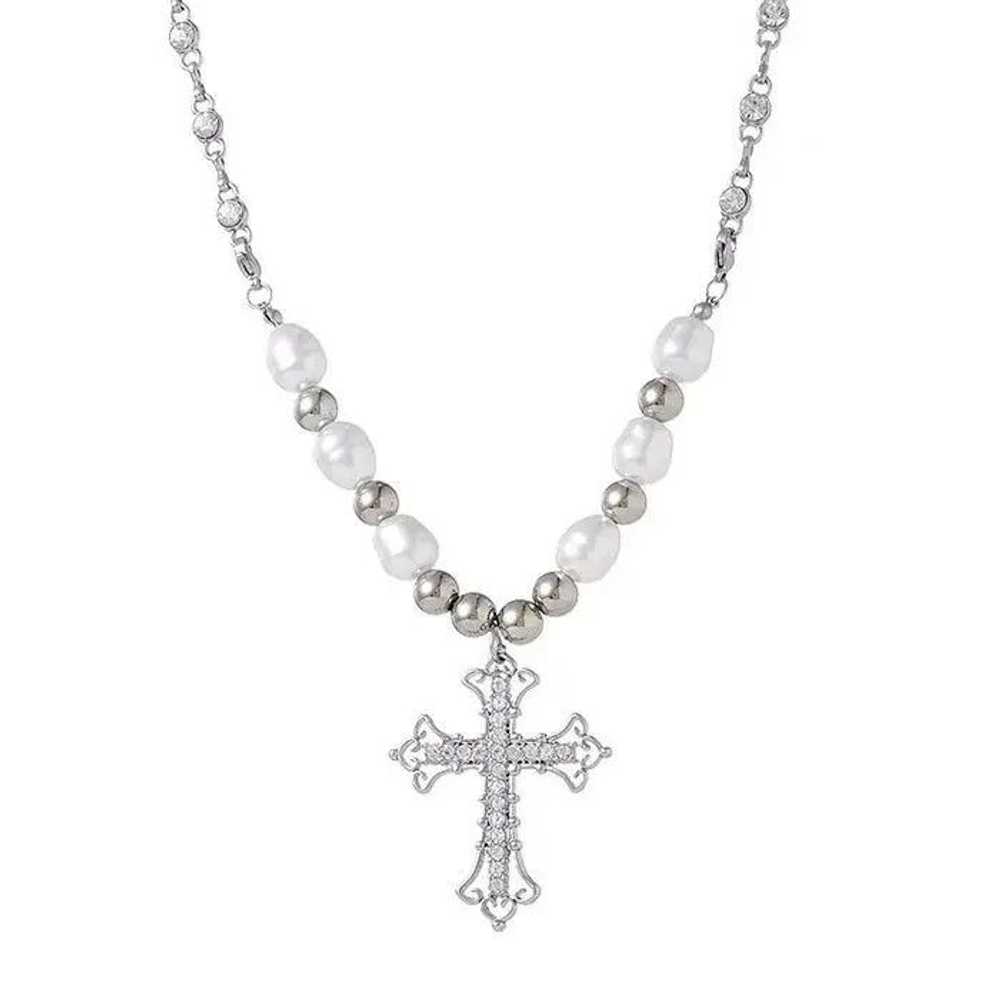 Chain × Jewelry × Streetwear Silver Jewel Cross G… - image 5