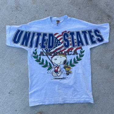 VTG USA Olympics Peanuts Snoopy 80s Single Stich  