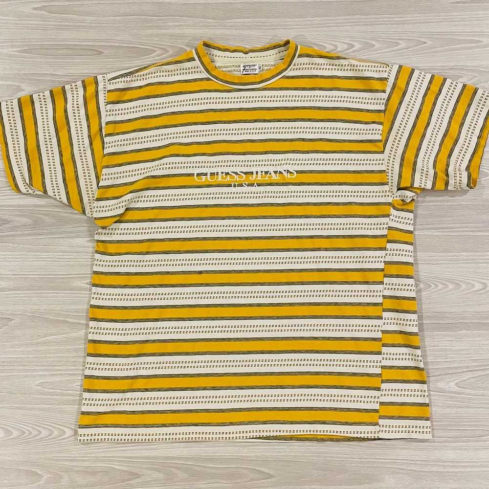 Vintage 90’s Guess Striped T-Shirt Made In USA Ma… - image 1