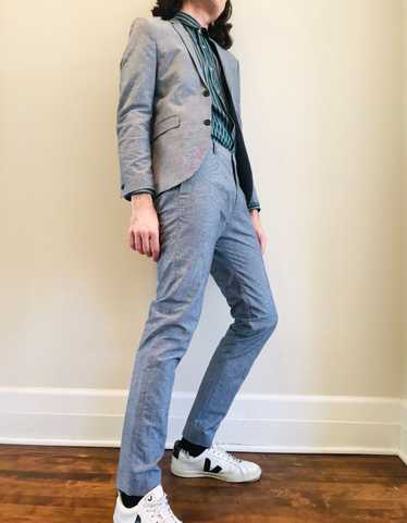 H&M H&M Skinny fit Linen-blend Suit in Gray / Cha… - image 1