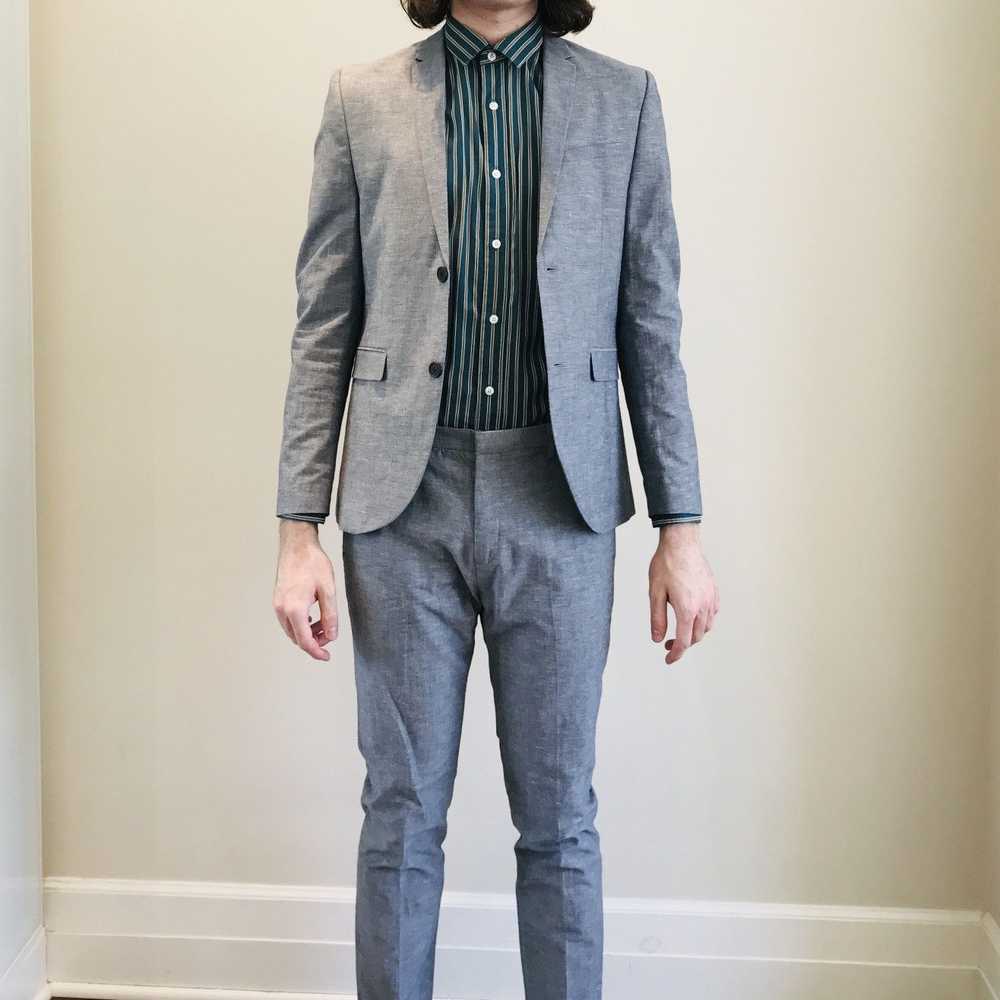 H&M H&M Skinny fit Linen-blend Suit in Gray / Cha… - image 3