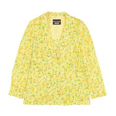 Moschino BOUTIQUE Yellow Lemon Print Silk Blazer … - image 1