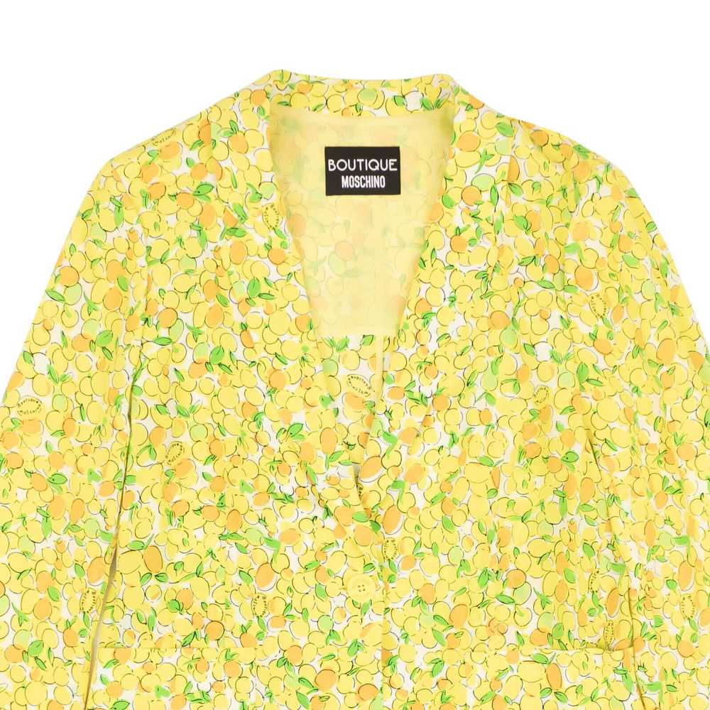 Moschino BOUTIQUE Yellow Lemon Print Silk Blazer … - image 2