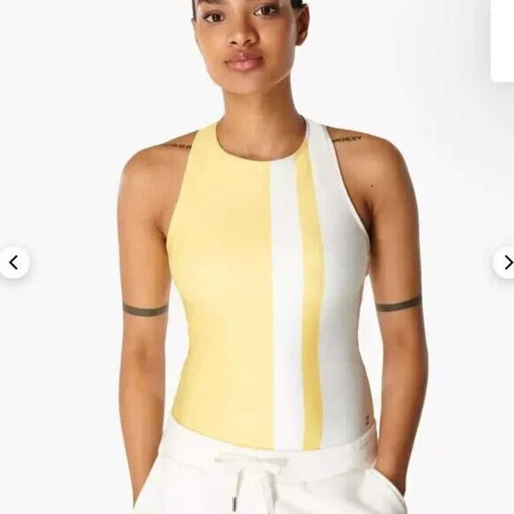 Sweaty Betty NWOT Stripe All Day Bodysuit Yellow … - image 2