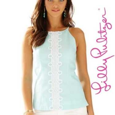 Lilly Pulitzer Blue & White Annabelle Top Size 2 - image 1