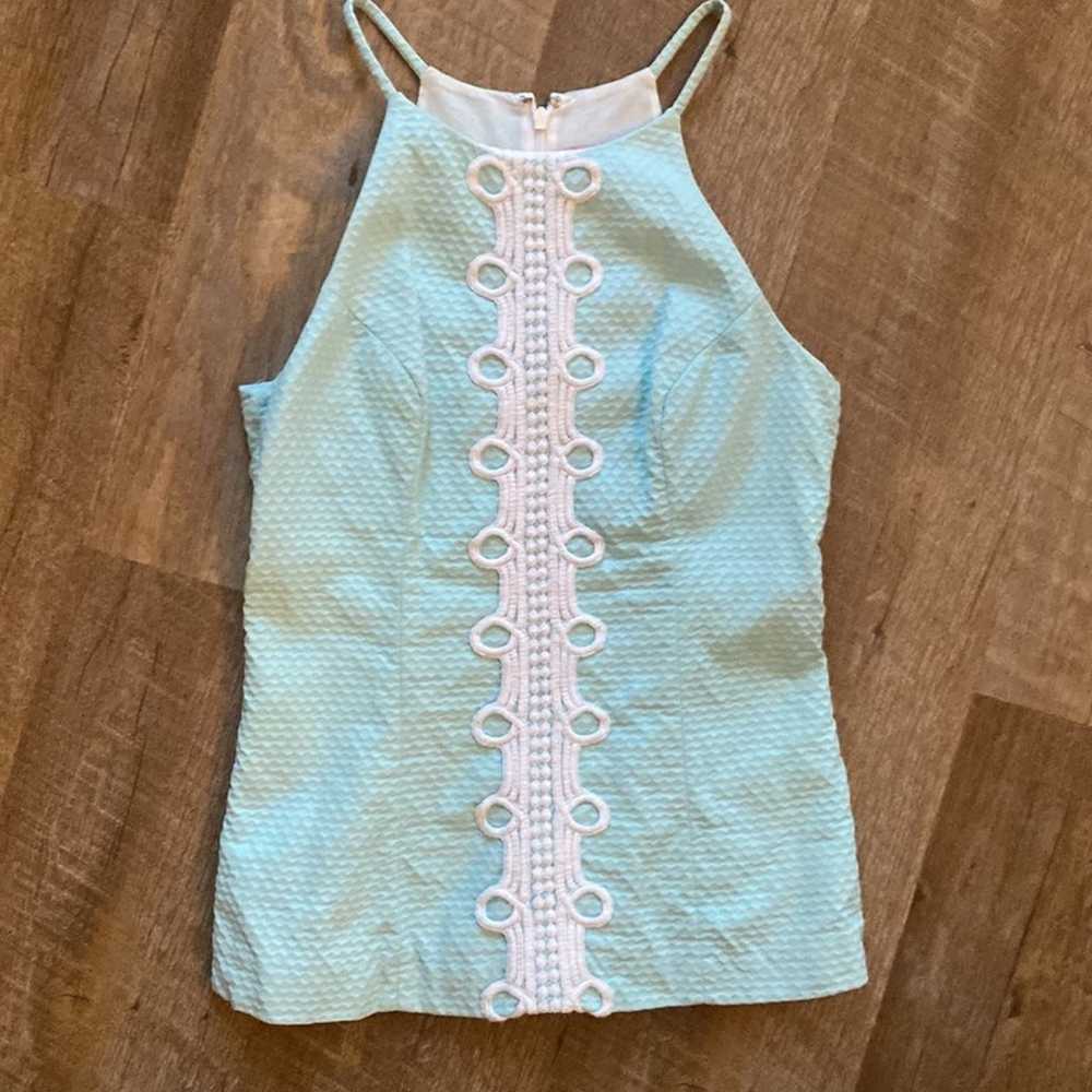 Lilly Pulitzer Blue & White Annabelle Top Size 2 - image 2