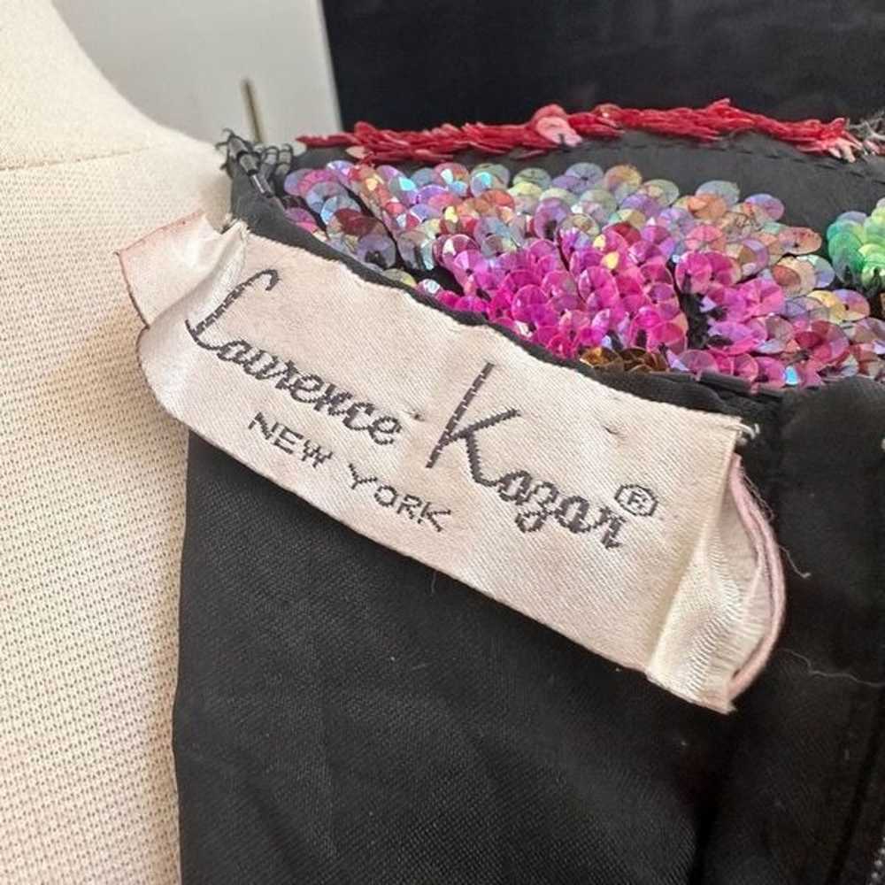 Vintage Laurence Kazar Silk Sequins Top Flower Ev… - image 10