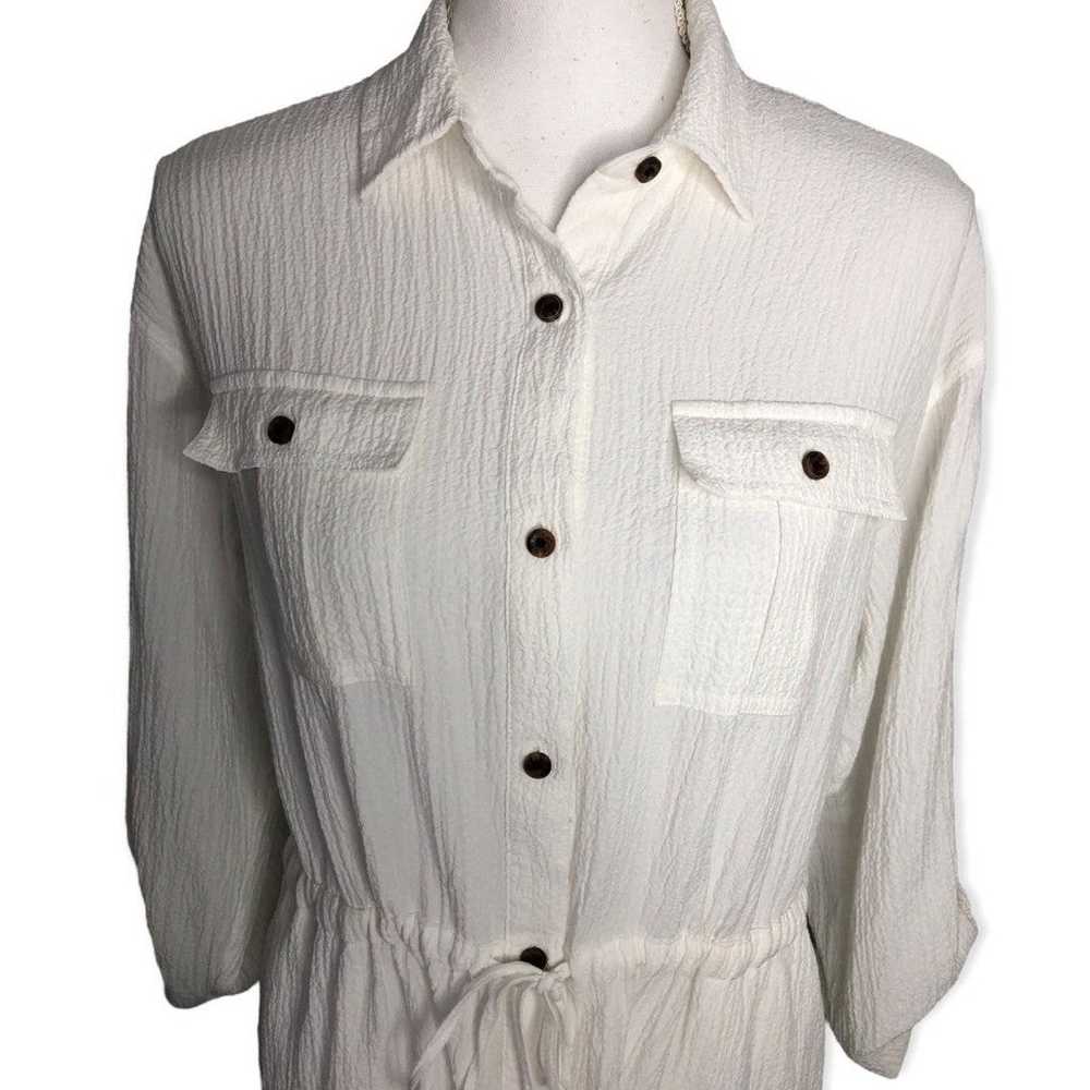 Calvin Klein White Crepe Button-Down Tunic Top - image 3